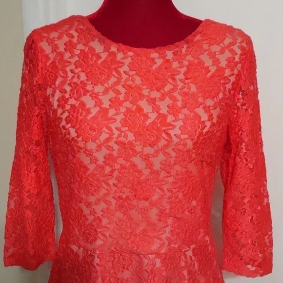 Melrose Pink Lace Illusion A Line Dress; Size 10 - Picture 2 of 8